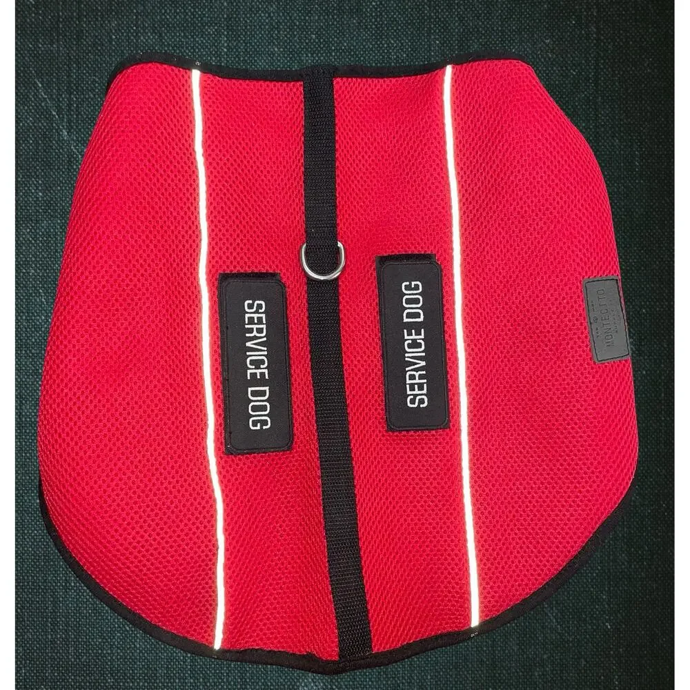Montecito Service Dog Jacket Vest Size Large Red High Visibility Adjustable VTG